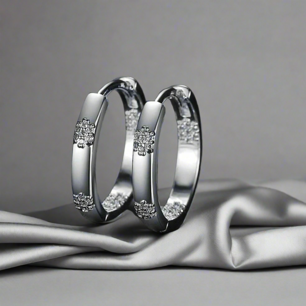 Gold Hoop Earrings with Stones