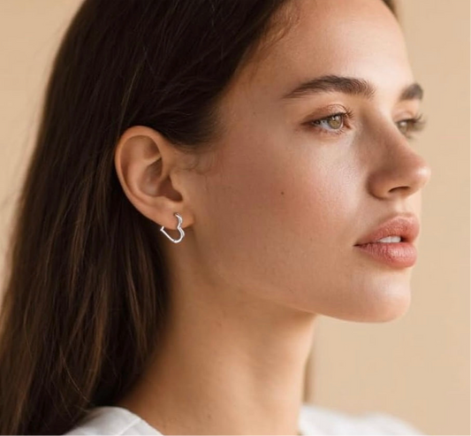 Chunky Heart Hoop Earrings