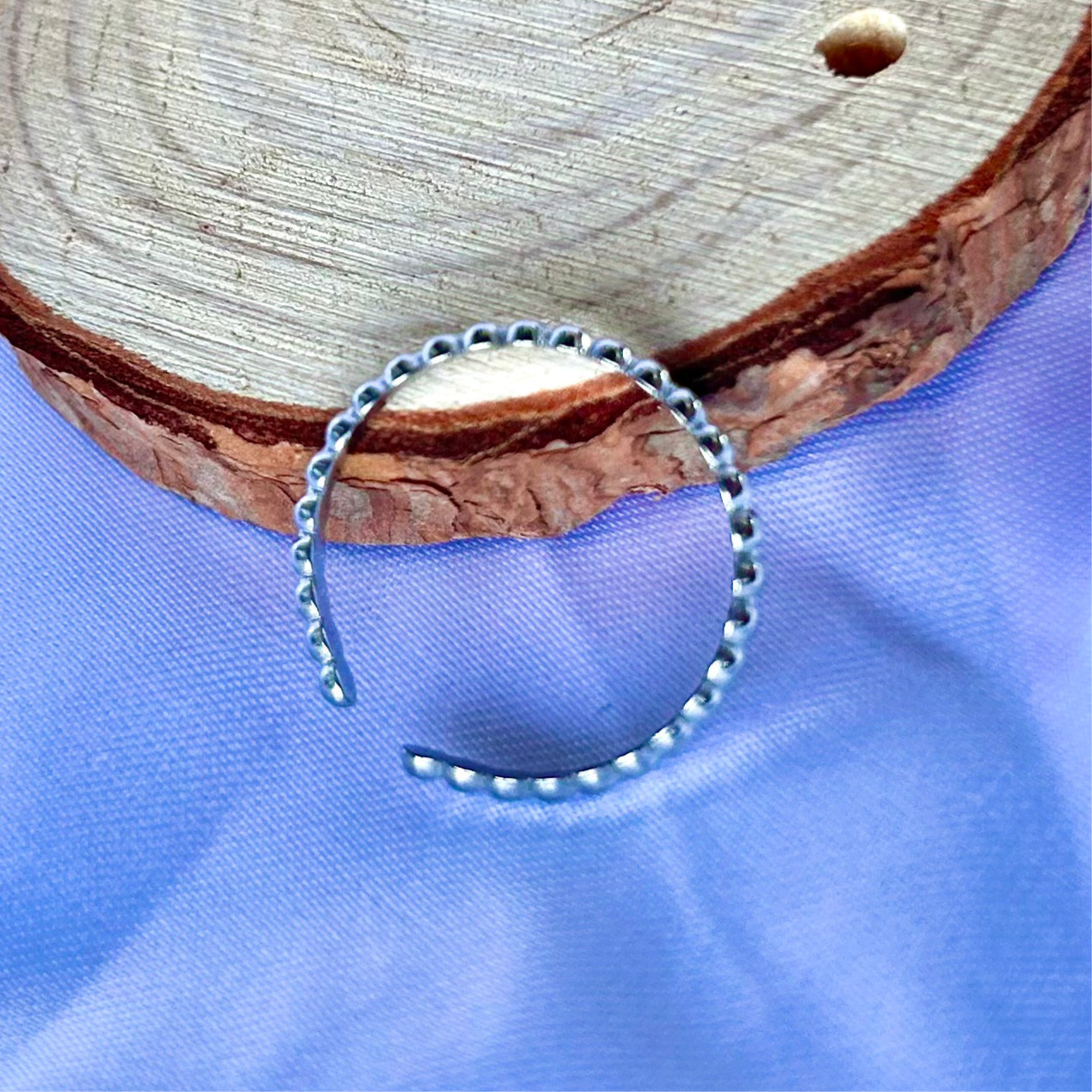 Silver Dotted Open Ring