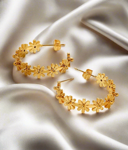 Floral hoop earring