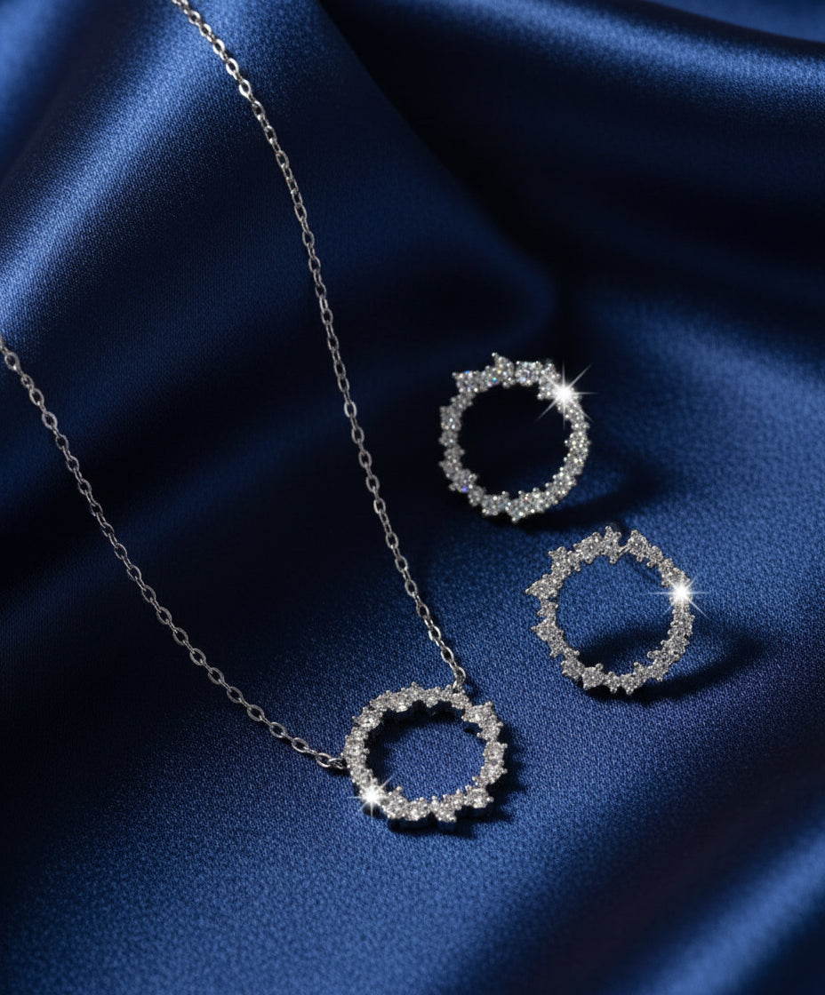 Luxury 925 Sterling Silver Crystal Set