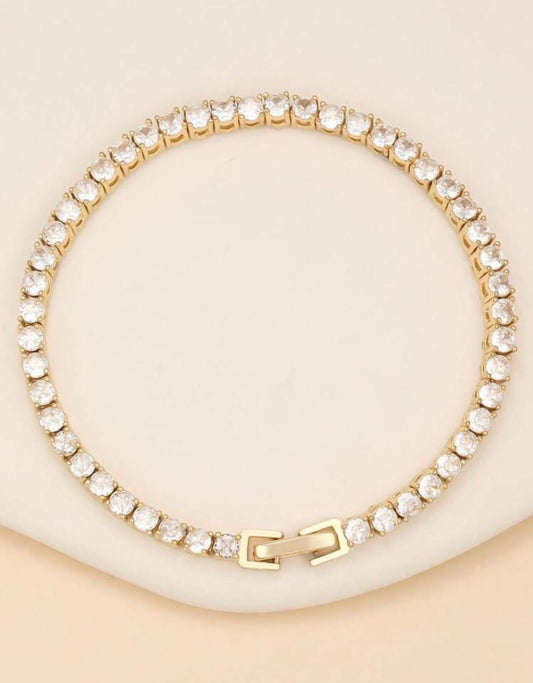 White Crystal Gold Bracelet