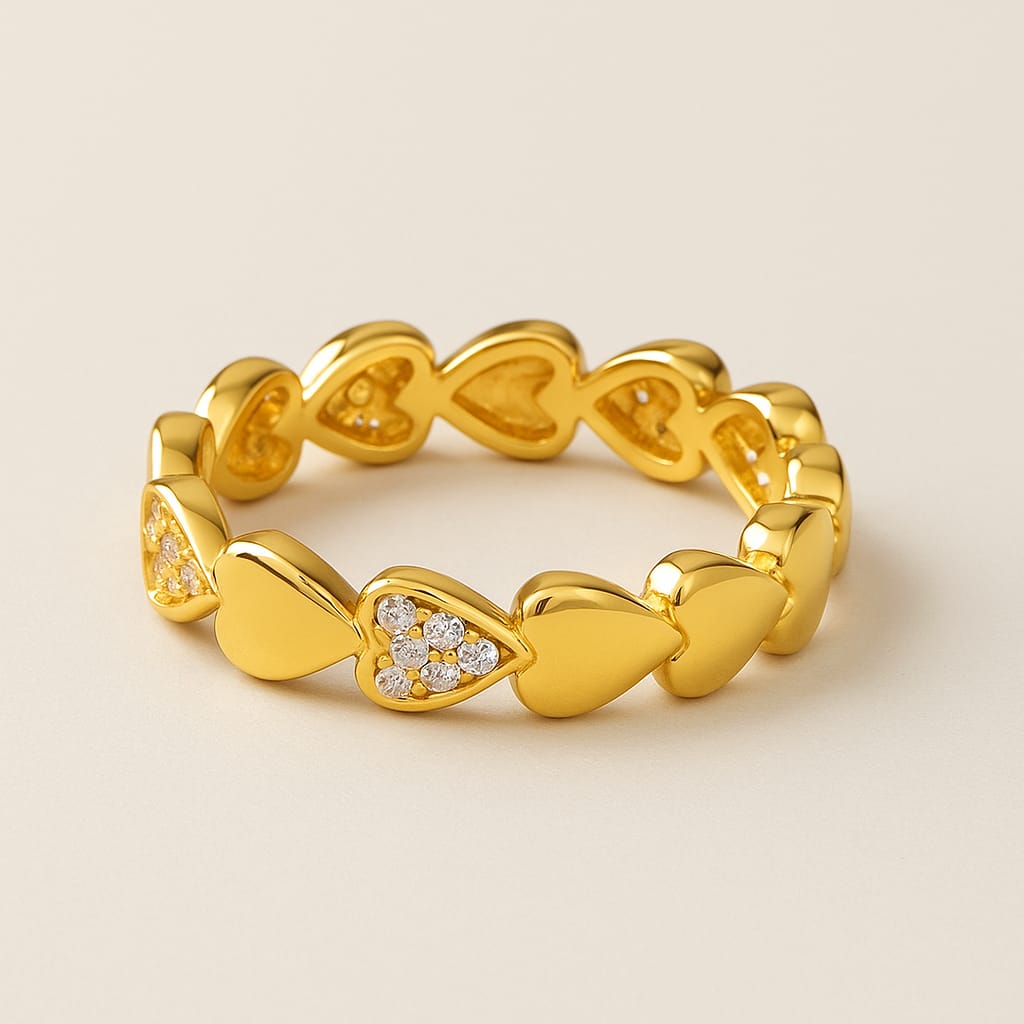 Gold & Crystal Heart Ring