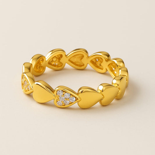 Gold & Crystal Heart Ring
