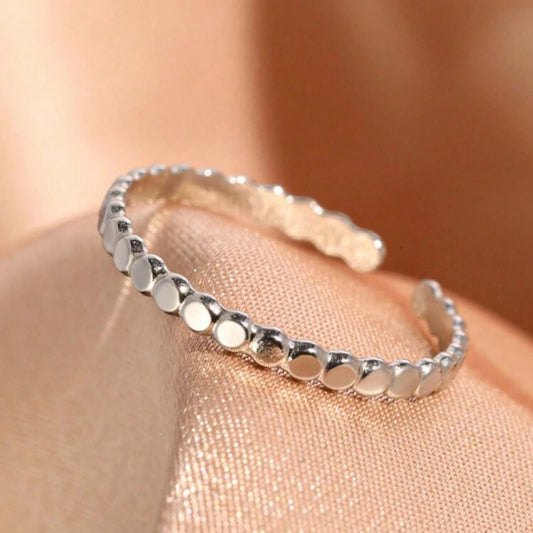 Silver Dotted Open Ring