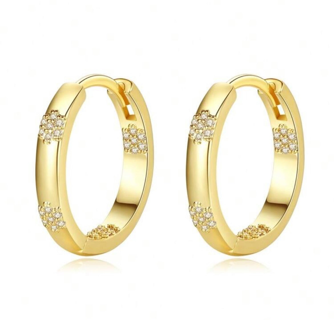 Gold Hoop Earrings with Stones