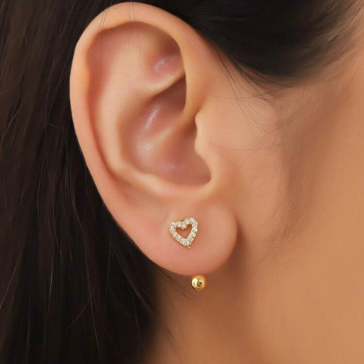 Pave Heart Stud Earrings