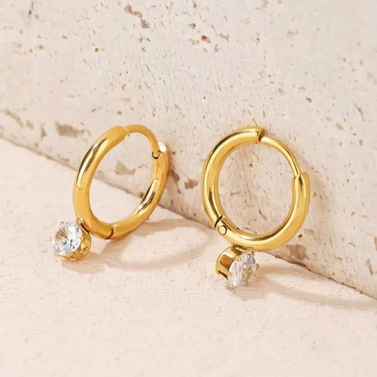 Hoop Earrings with Stone Charm