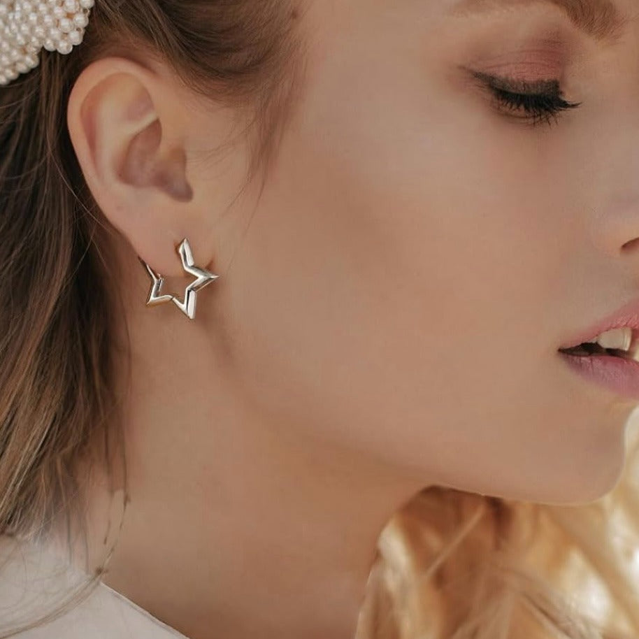 Star Hoop Earrings